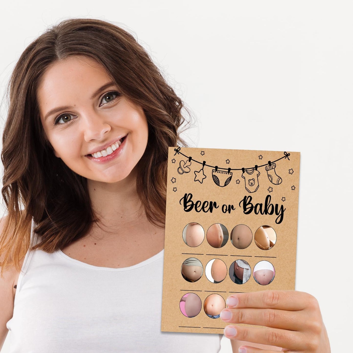 Baby Shower Game, Beer or Baby Cards, Party Games Supplies, 30 Game Cards, Kraft