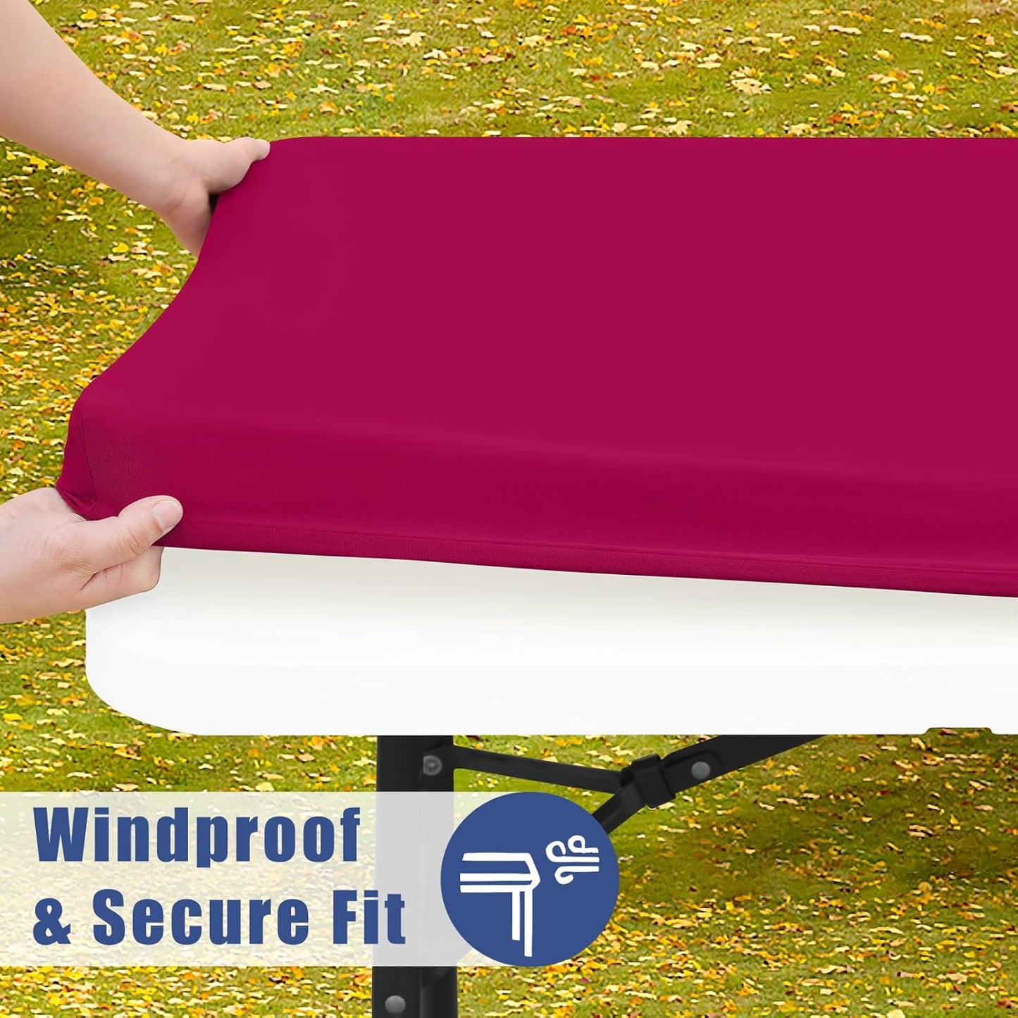 Spandex 4 Foot Rectangle Table Cloth 2 Pack, Elastic Fitted Tablecloths for Picnic, Stretch Washable Patio Table Cover for Outdoor, Camping, Banquet and Parties (Fuchsia, 30"x48")