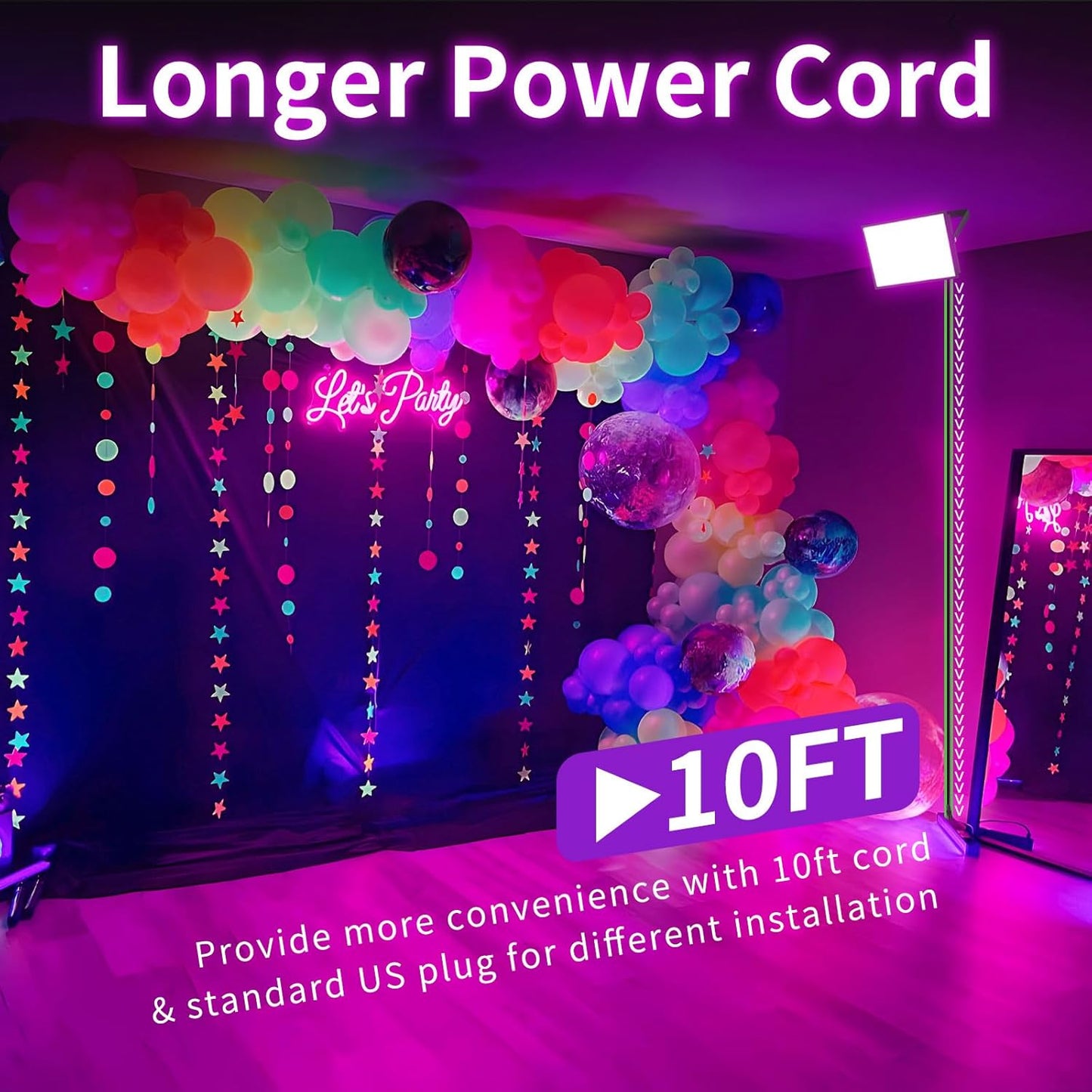 200W Blacklight Flood Light with 10ft Cord+Switch, Aluminum Shell, IP66 Waterproof Outdoor LED Black Lights for Large Space, Glow Party, Halloween, Stage, Gym, Poster, Body Paint, 2 Pack