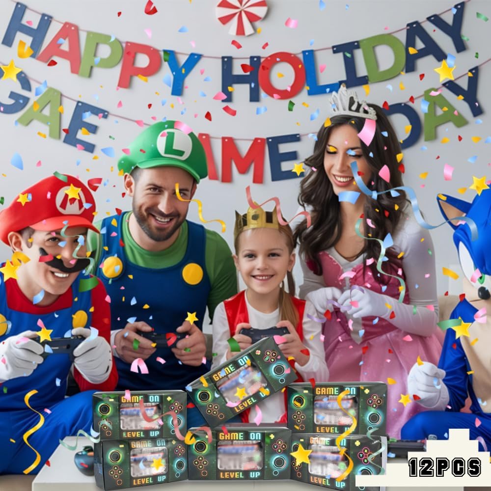 Shescrzionu Video Game Party Favors Boxes 12 PCS-Perfect Gamer Decors Party Favor Boxes with Window, Birthday Decorations Video Game Birthday Decorations Bags Gifts Aa13