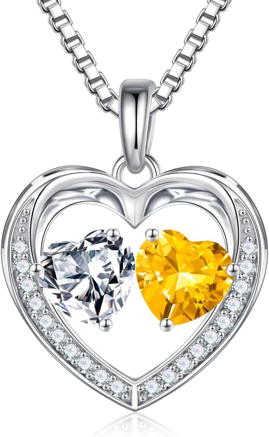 Iefil Christmas Gifts for Wife - 925 Sterling Silver Birthstone Necklace, Anniversary Birthday Gifts for Women, Stocking Stuffers for Women Wife Mom Daughter