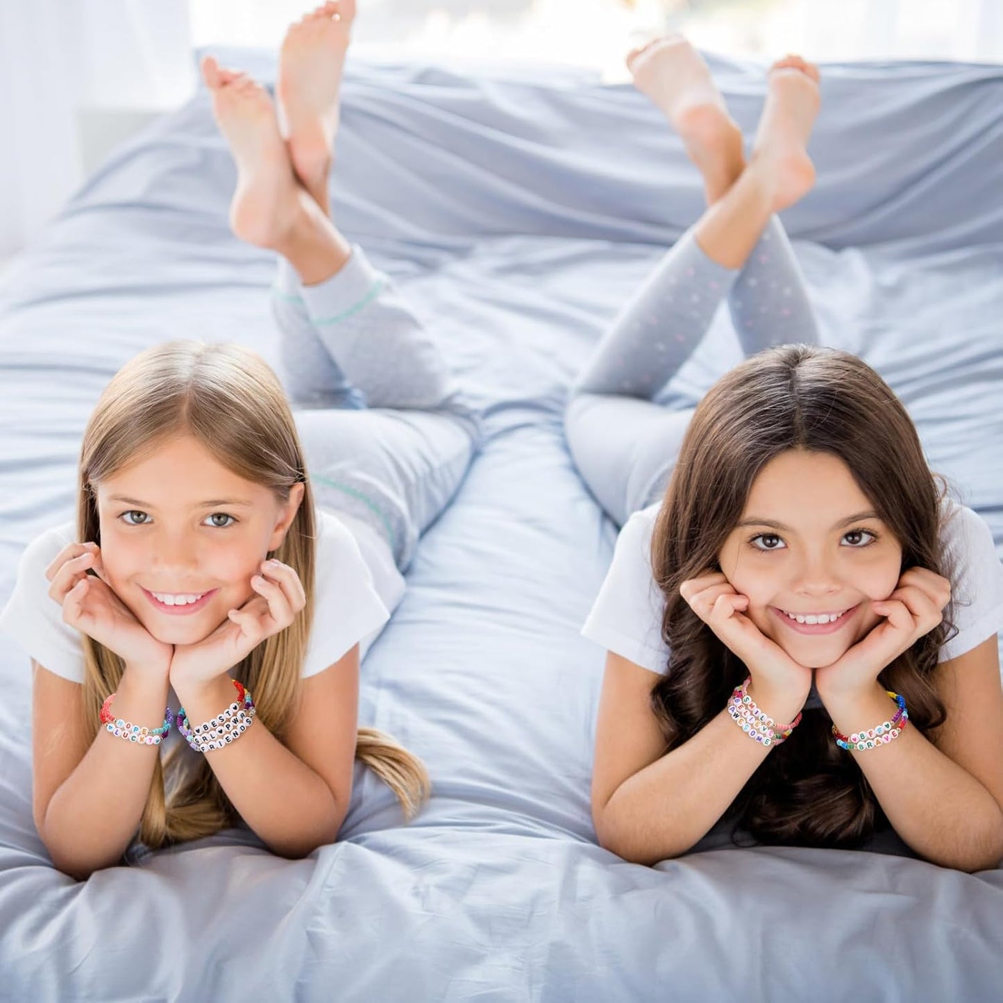 Cunno 36 Pcs Kids Friendship Bracelets for Girls Women Beads Bracelets Surfer Stretch Beaded Cute Colorful jewelry for Birthday Goodie Bag Stuffers Fillers School Gifts Party Favors(Simple Style)