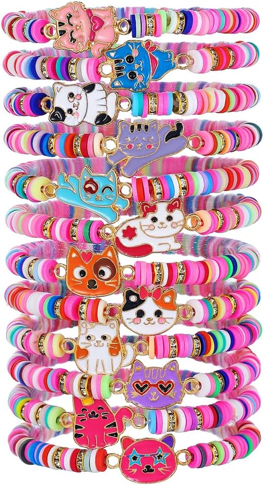 Friendship Bracelets Boho Stackable Bracelets for Women Surfer Heishi Clay Bead Bracelets Stretch Preppy Bracelets Colorful Boho Bracelets for Women