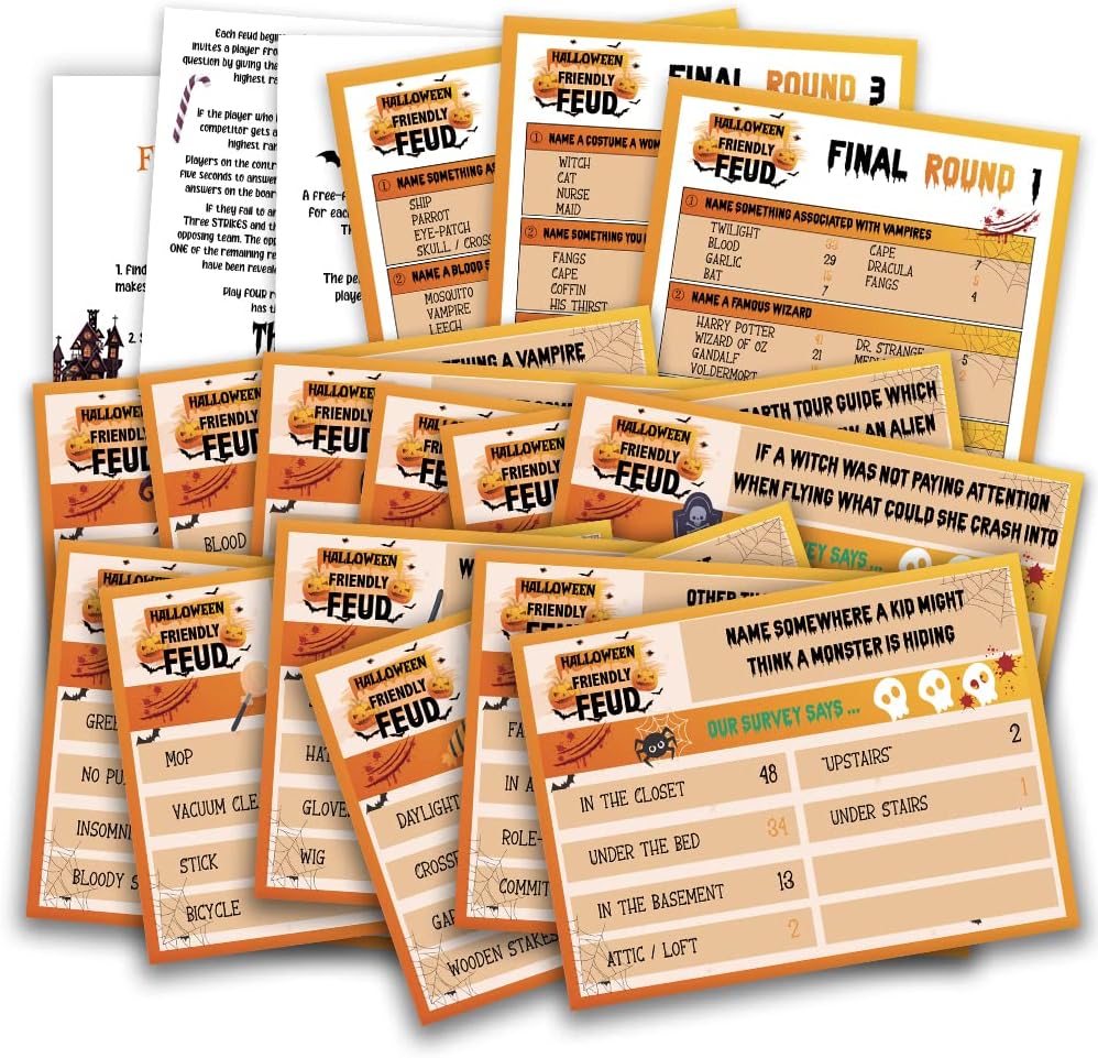 Halloween Friendly Feud Quiz, Halloween Party Game Activity, Feud Trivia Quiz - 003I
