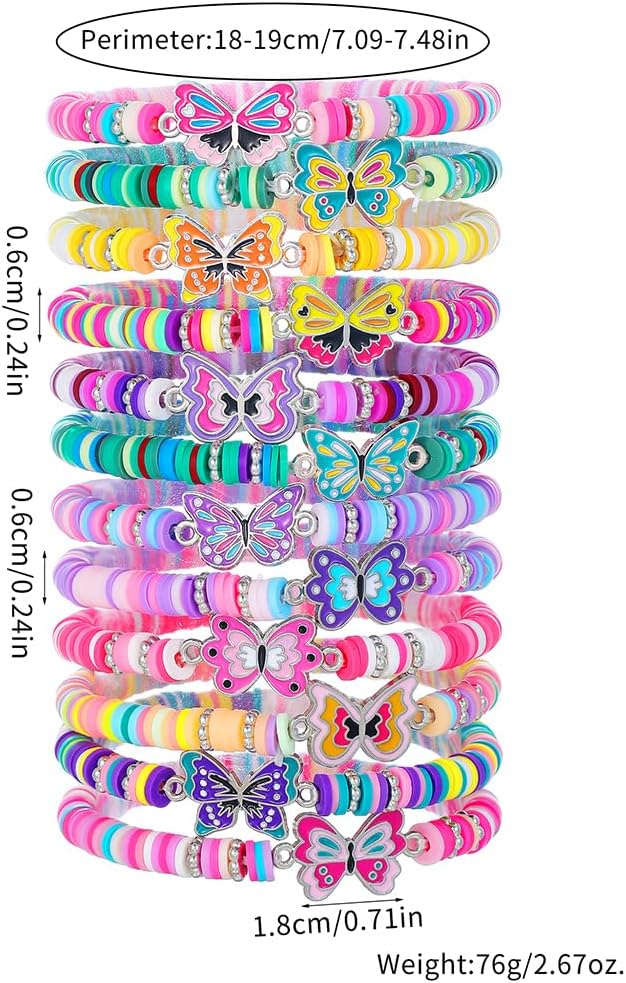 Friendship Bracelets Boho Stackable Bracelets for Women Surfer Heishi Clay Bead Bracelets Stretch Preppy Bracelets Colorful Boho Bracelets for Women