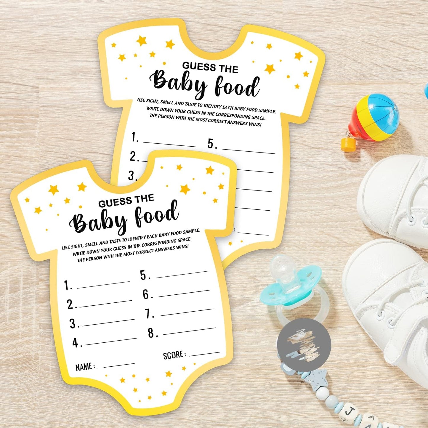 Baby Shower Game - Guess The Baby Food, Set of 30 Cards, Gender Reveal & Party Activities