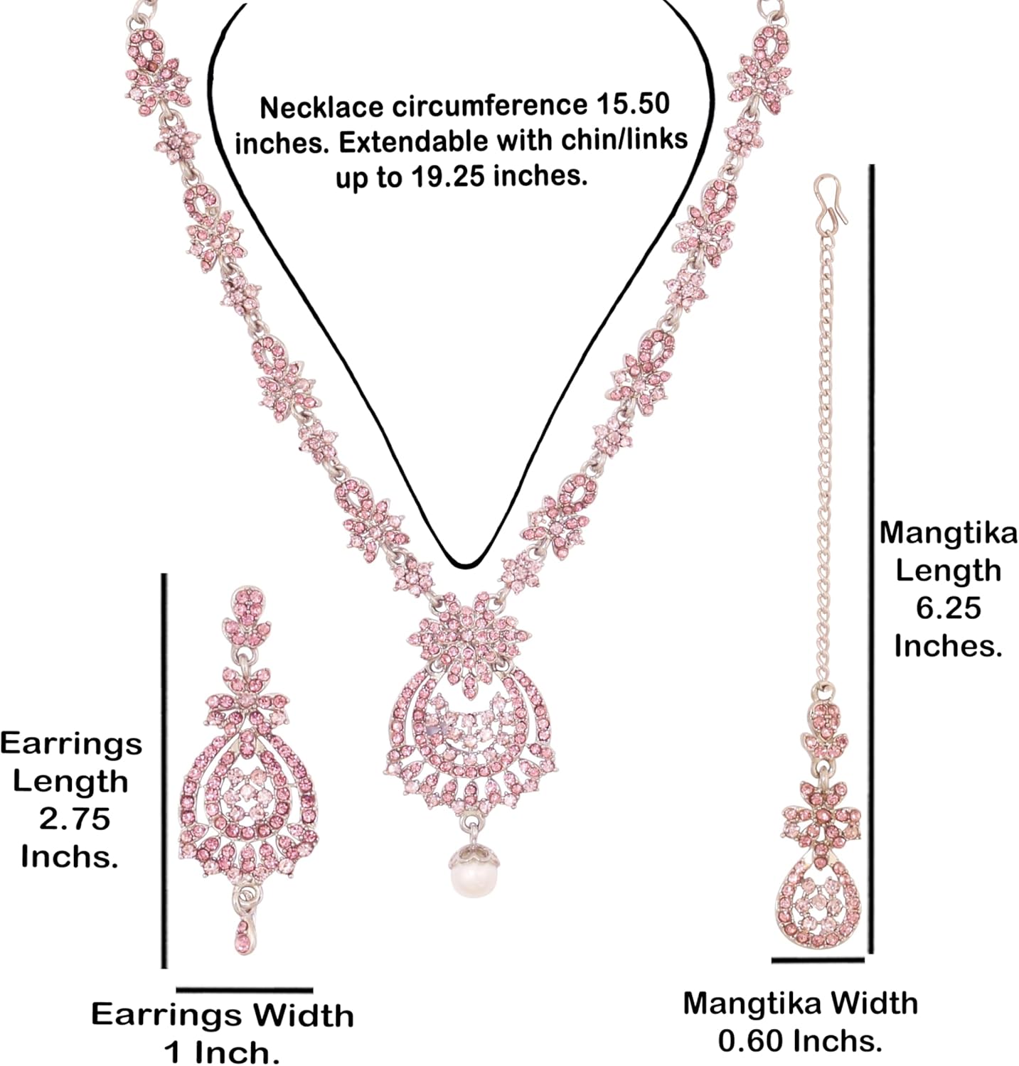 Touchstone Indian jewelry sets for women maang tikka wedding guest gold necklace bollywood jewellery set pageant elegant prom bride accessories western crystal chunky rhinestone necklaces