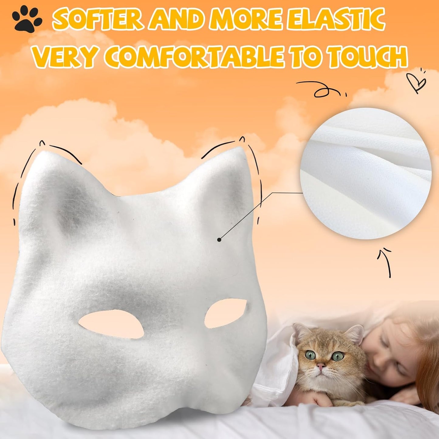 DIY Cat Masks Kit - Blank Therian Masks Set - DIY Animals Fox Mask for Halloween Carnival Masquerade Cosplay Party