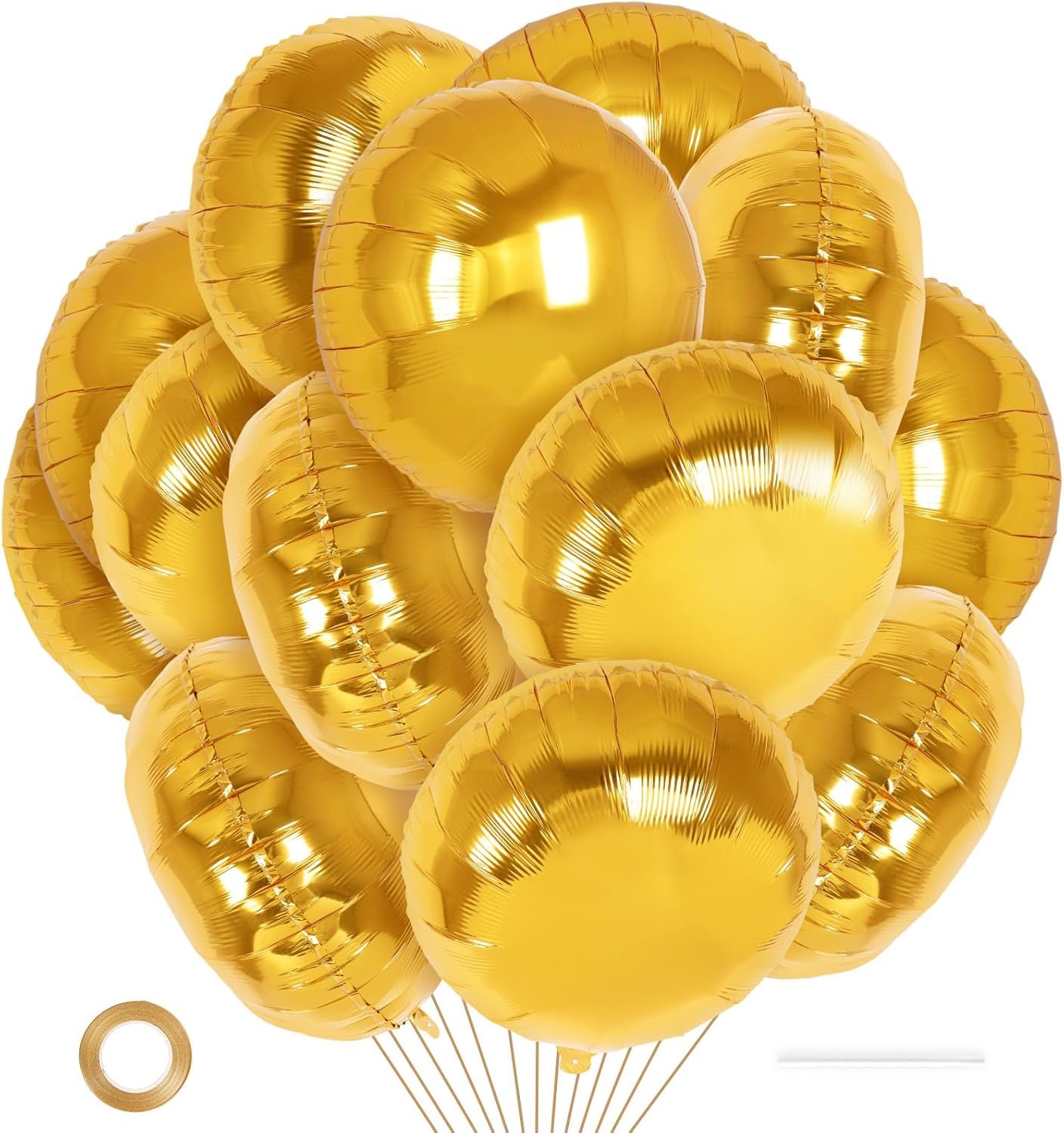 20 Pcs Gold Round Shaped Balloons,18 Inch Round Foil Balloon,Giant Round Mylar Balloon Helium Balloons for Birthday Party Baby Shower Wedding Decorations (Gold)