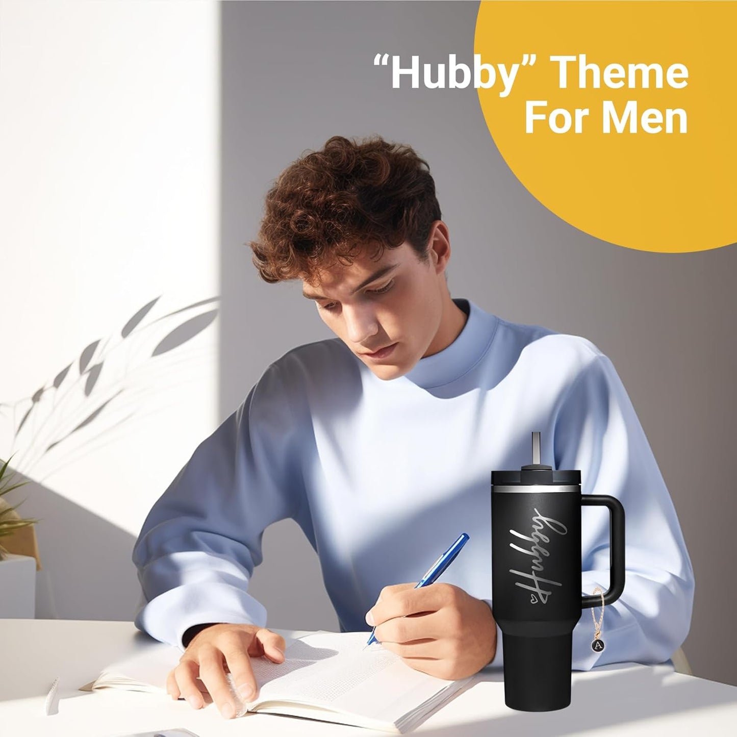 Wifey Hubby 40 oz Tumbler Cup for Couples with Handle Lids Straws Letter Charm Accessories 2 Pack Wedding Gifts for Couples 2024 Engagement gift Bridal Shower Gift for Bride Groom Newlyweds