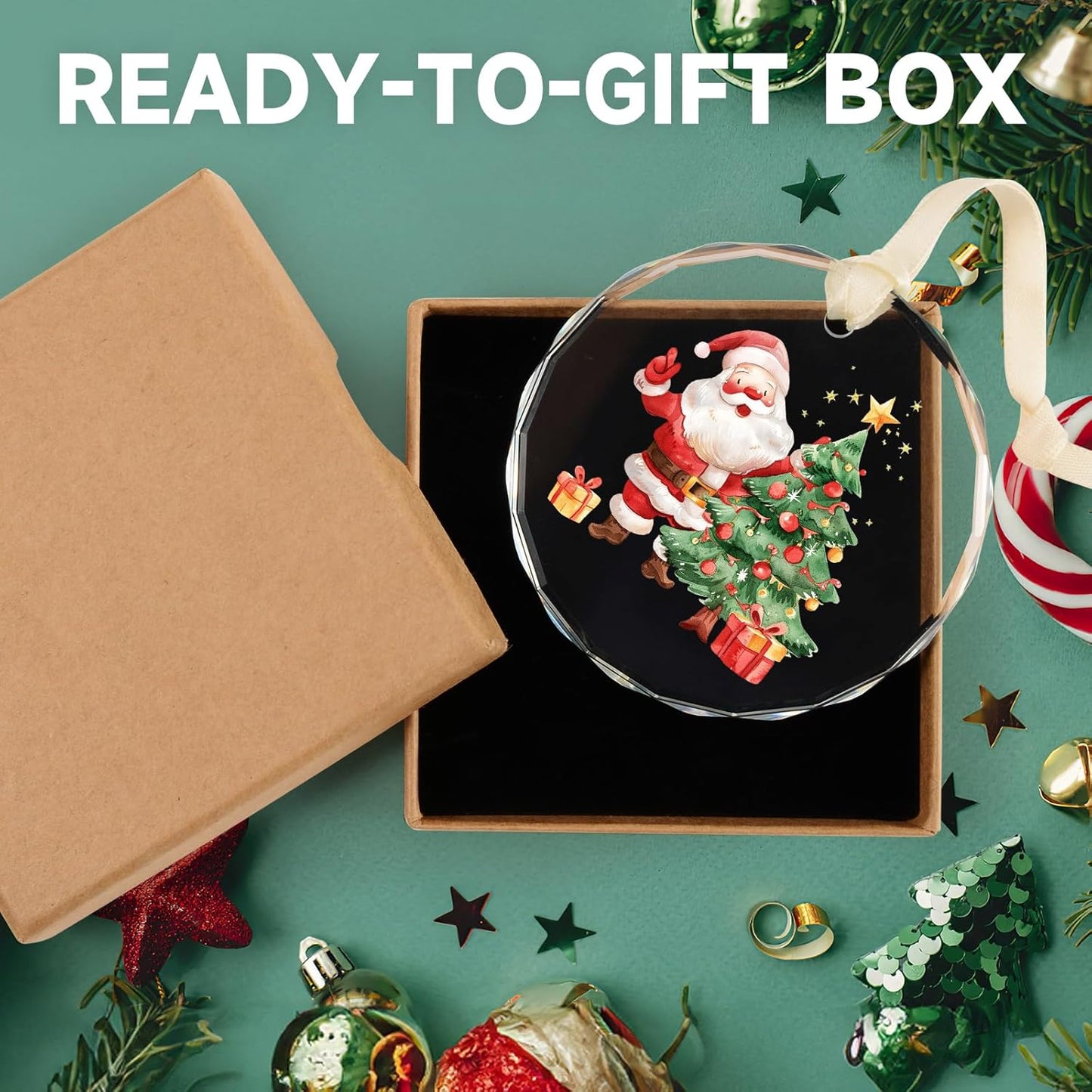 Personalized Christmas Ornaments 2025 with Photo & Text, Round Acrylic Custom Christmas Ornament Wedding Gift for Family, Couples, Baby’s First Xmas, Bridal Shower Gifts for Bride