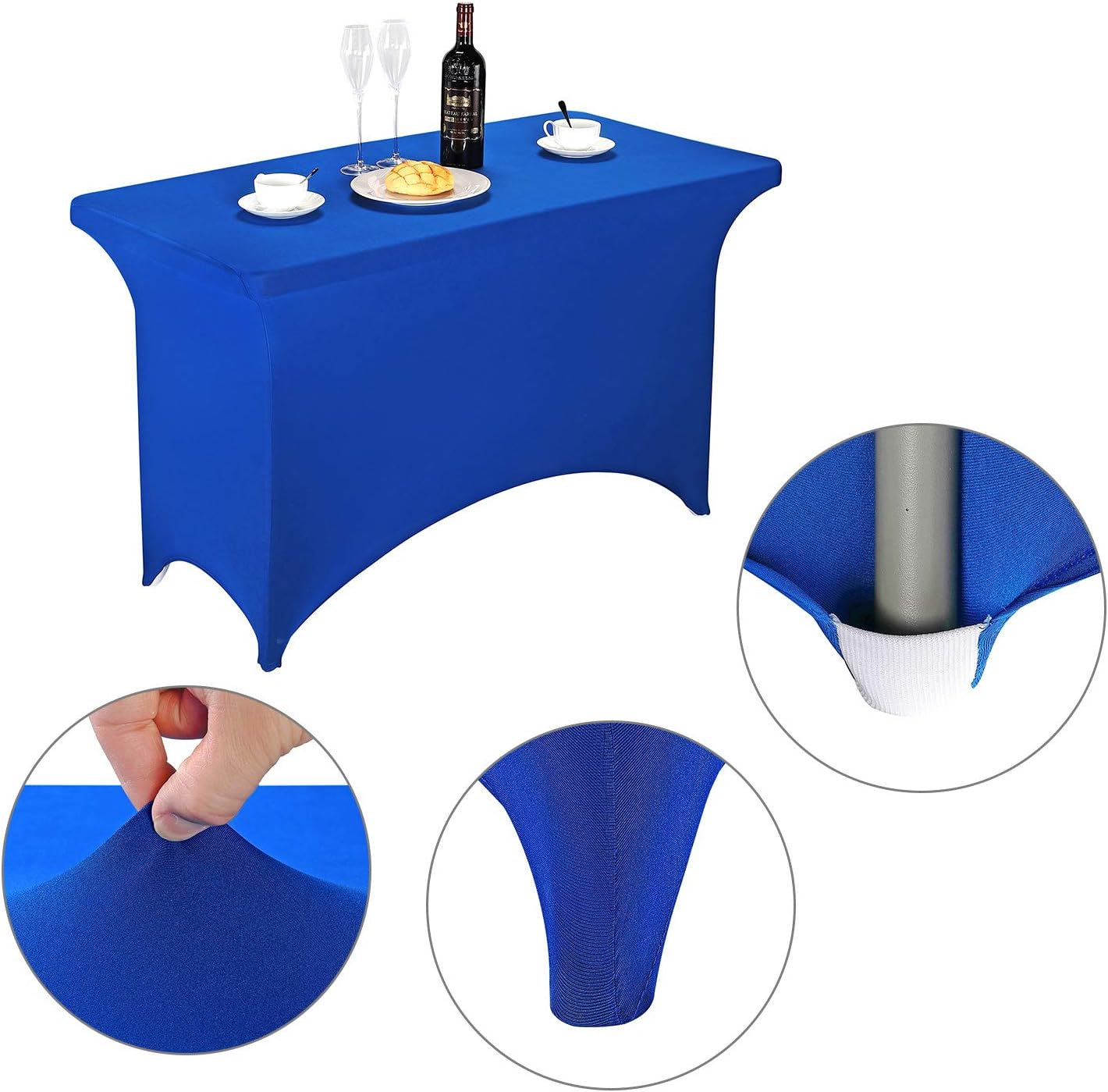 LZY Spandex Fitted Stretch Table Cover for 4ft or 6ft or 8ft Folding Table, Rectangular Cocktail Tablecloth, Perfect for Party or Banquet