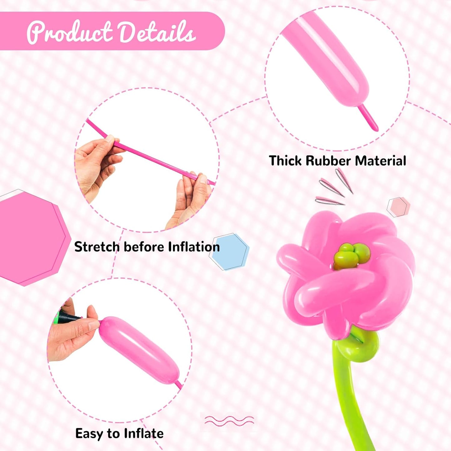 100Pcs Pink 260 Balloons, Long Balloon for Tying Balloon Arch, Long Skinny Balloons for Twisting Ballons Animal balloons Birthday Party Wedding Festival Decorations