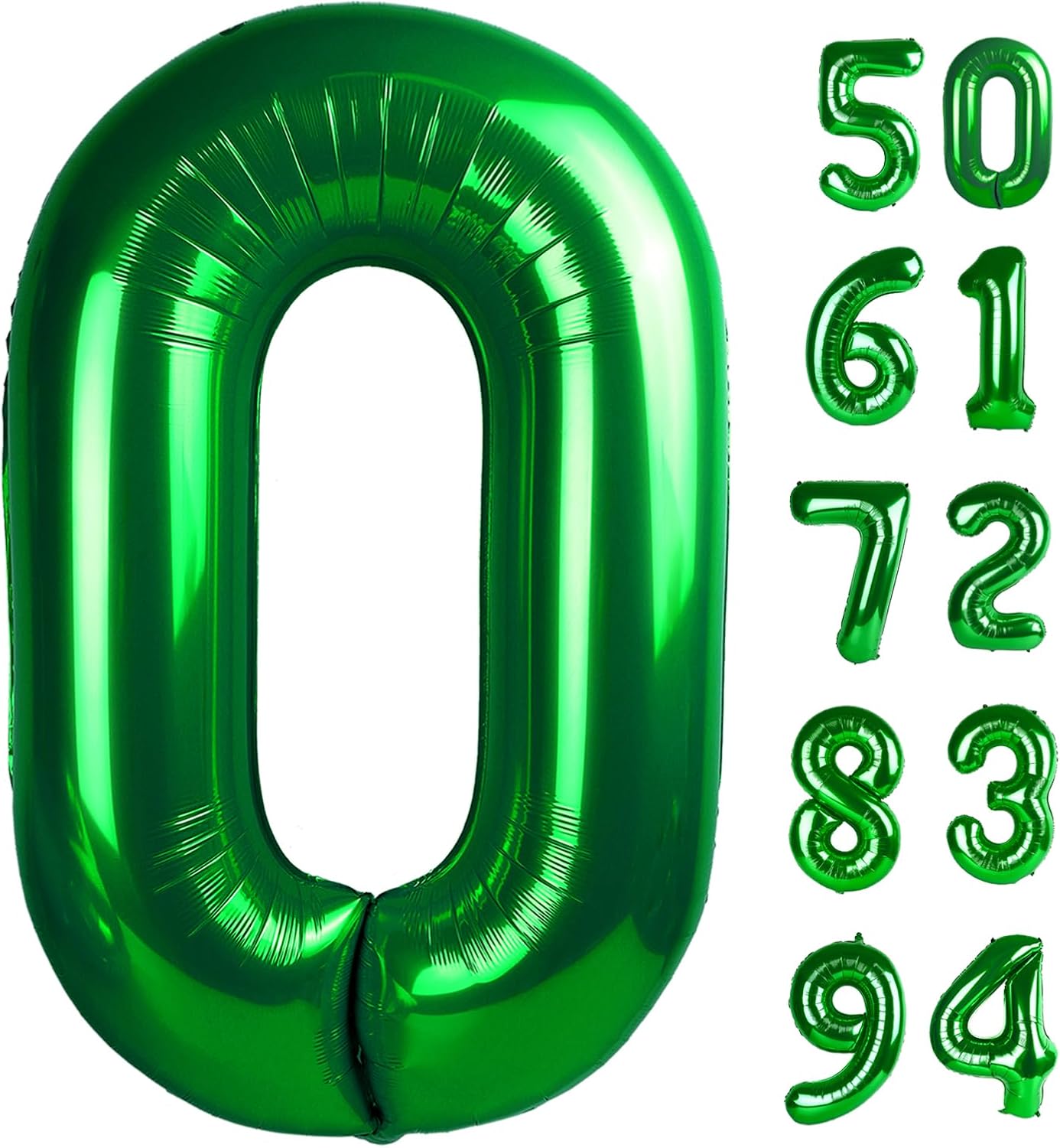 Green Number Balloon 40 Inch, 0 Number Balloons, 10 20 30 40 50 Numbers Balloon Birthday Decorations, Green Party Supplies for Women Men, St. Patrick's Day Games Theme Birthday Decorations