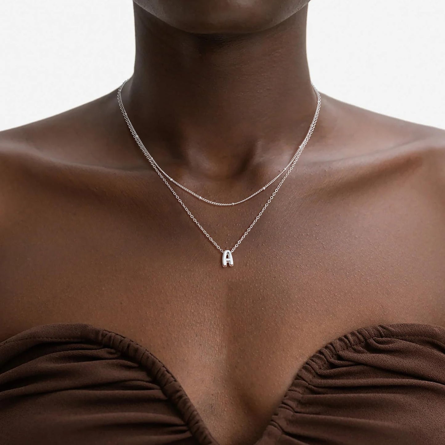 Bubble Letter Necklace Layered Initial Necklaces for Women Dainty Cute Choker Pendant Stack Jewelry Teen Gift Trendy Stuff