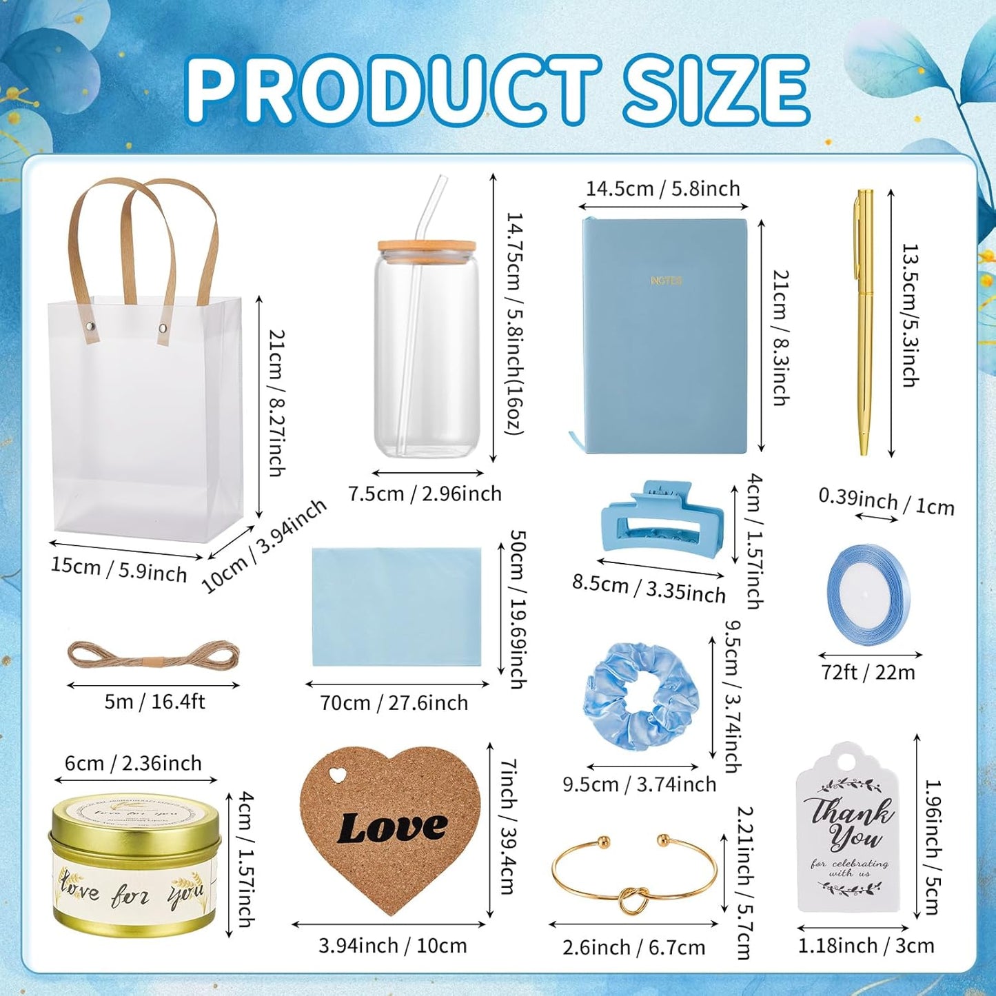 68Pcs Baby Shower Prizes for Game Winners Gifts Wedding Bridal Shower Gifts Including Glass Cans Notebooks Soy Candles Hair Clips for Baby Shower Wedding Bridal Shower Game Prizes (6, Blue)