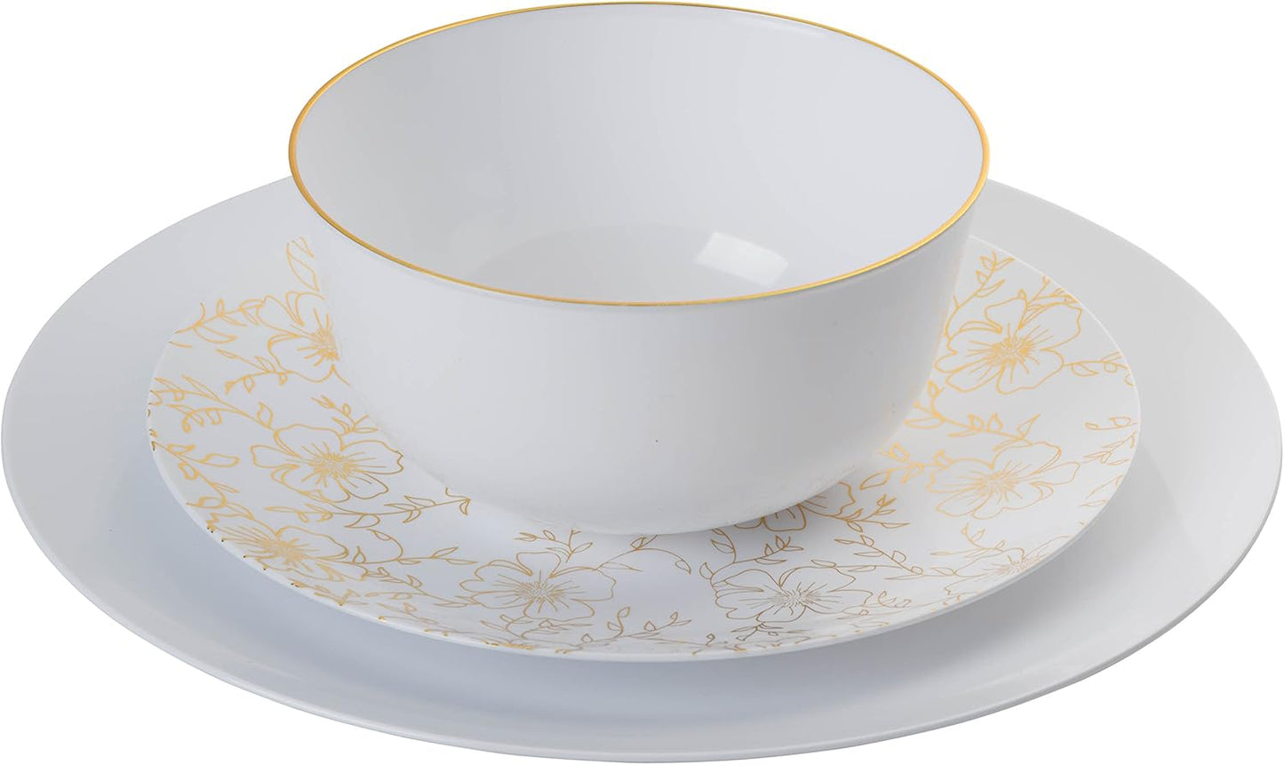 Trendables™ Premium 10.25 inch. Trend White Disposable Plastic Plates, Food Grade Plastic Dinner Plates - 40 Pack