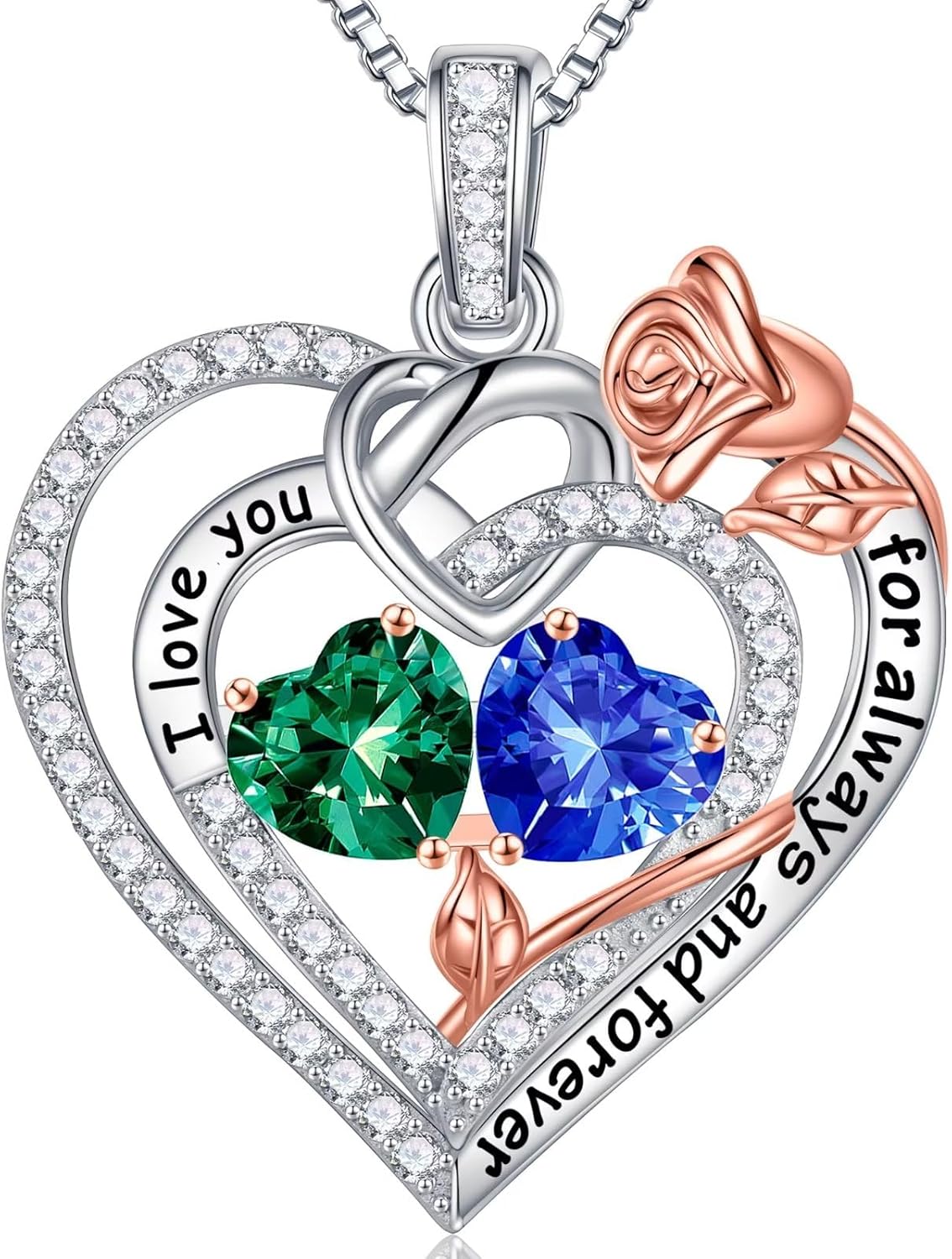 Iefil Christmas Gifts for Wife Women - 925 Sterling Silver Double Birthstone Necklace, Anniversary Birthday Gifts for Women, Jewelry Gift for Wife Girlfriend Mom Her