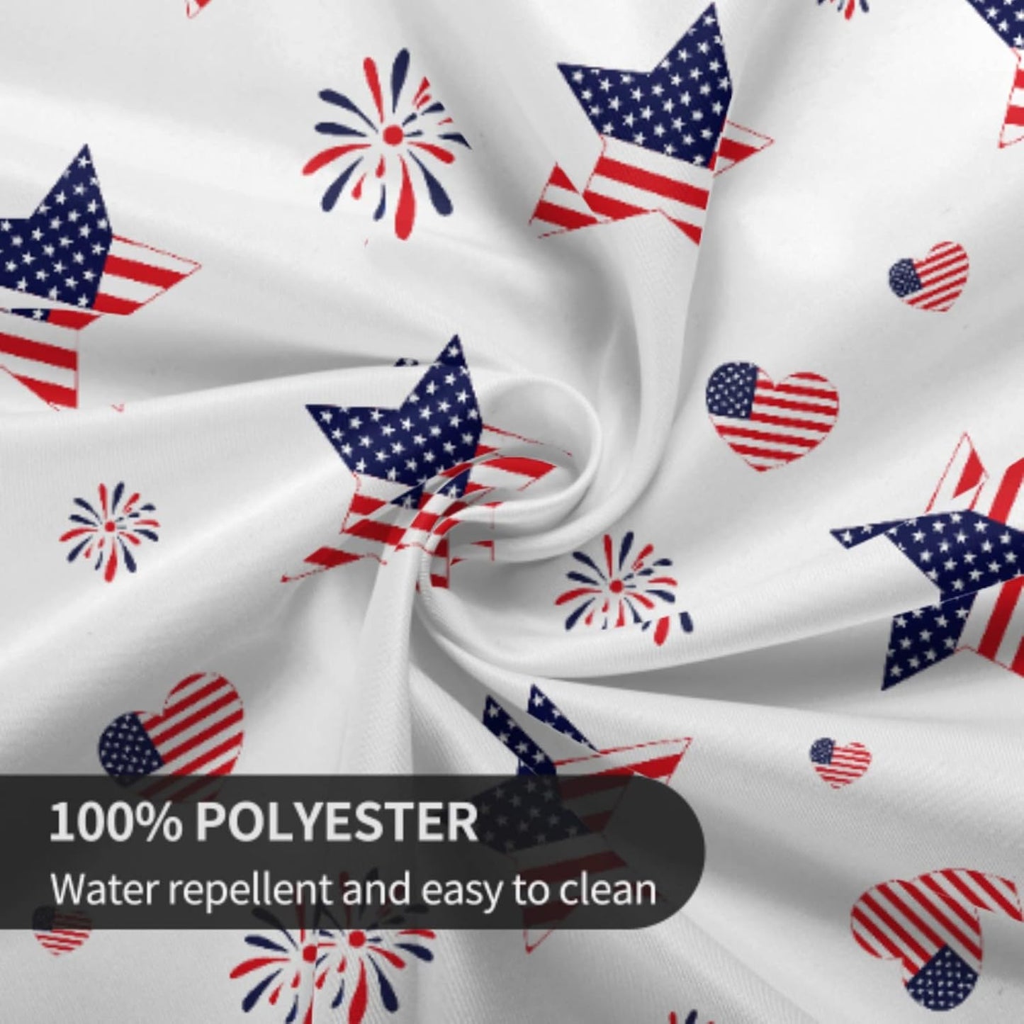 Giwawa Patriotic Round Tablecloth, 60 Inch Memorial Day USA Stars Hearts Firework Circular Table Cover for Kitchen Dinning Holiday, 4th of July American Flag Decorative Washable Table Cloth