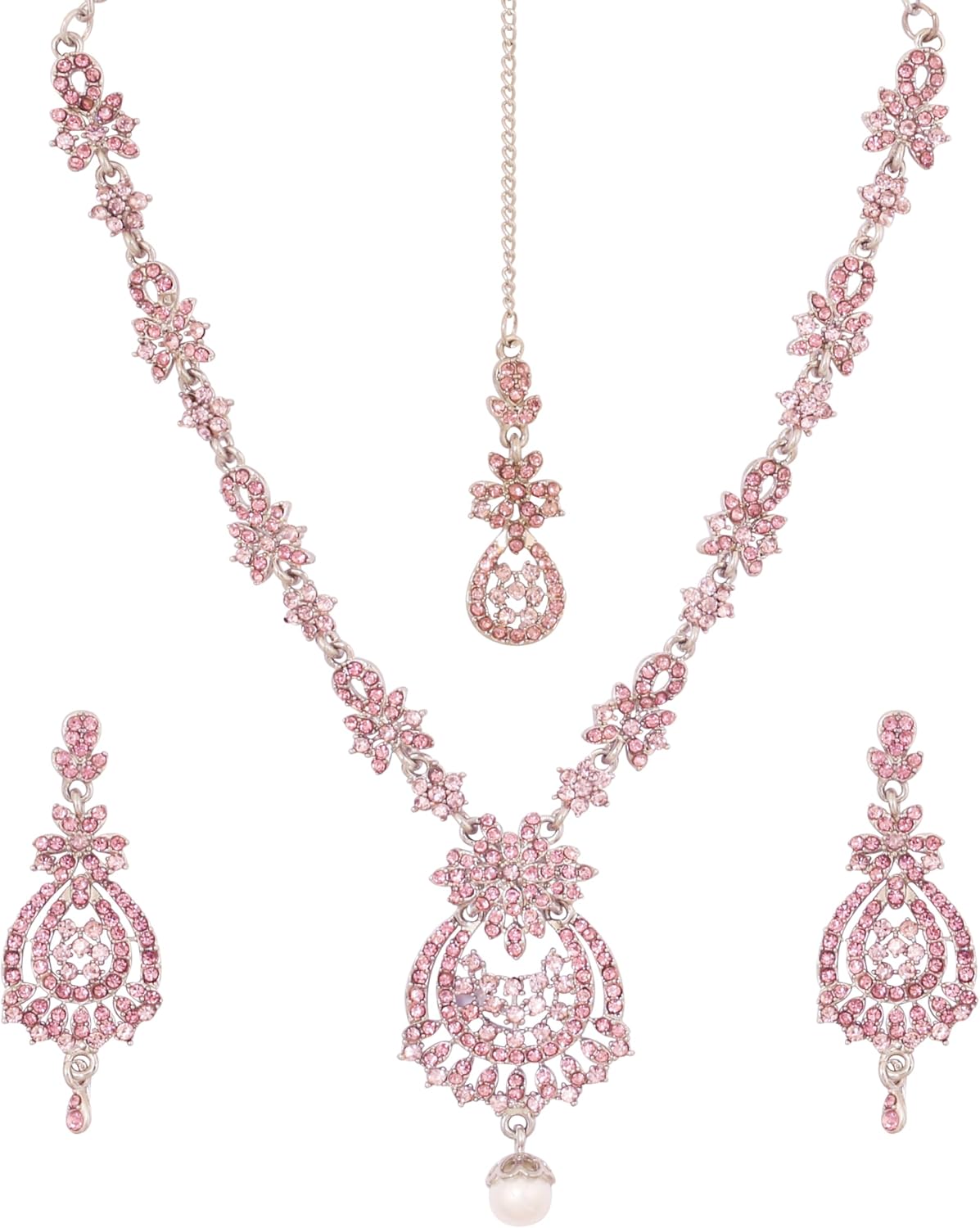 Touchstone Indian jewelry sets for women maang tikka wedding guest gold necklace bollywood jewellery set pageant elegant prom bride accessories western crystal chunky rhinestone necklaces