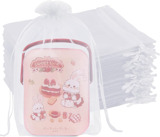 Crweety 50 Pack White Organza Bags 6x9 Inch, Small Mesh Gift Bags for Jewelry Sachet, Elegant Small Mesh Bag Drawstring for Candy Wedding Party Favor, Bridal Shower, Baby Shower & Christmas Gifts