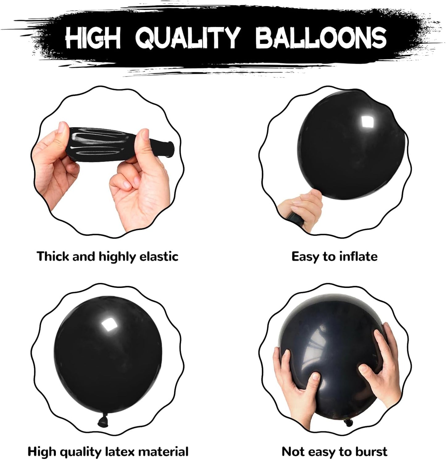 134Pcs Black Balloons Different Sizes 5 10 12 18 Inch Black Balloon Garland Arch Kit, Latex Balloons for Birthday Wedding Baby Shower Party Decorations.