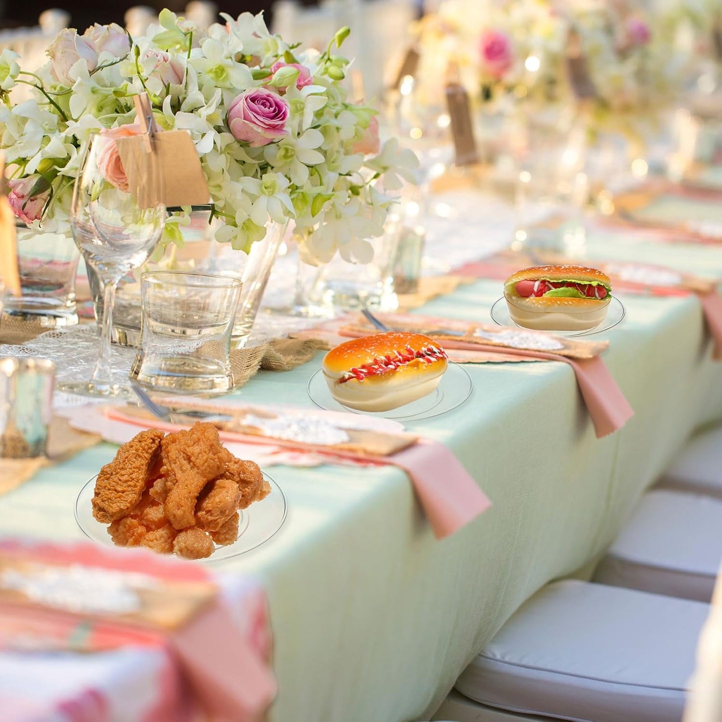 Mimorou Clear Plastic Dessert Plates 5.5 Inch Disposable Cake Plates Small Party Dishes Bulk Clear Round Dishes for Wedding Dinner Appetizers BBQ Travel Catering Events(100 Pcs)