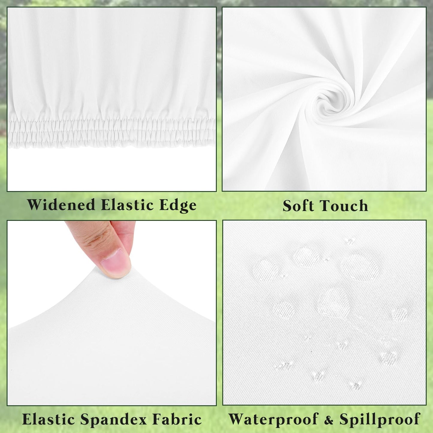 6 Pack Picnic Table Cover Fitted Tablecloths 6 Foot Rectangle Tables Elastic Waterproof Stretch Washable Patio Folding Outdoor Spandex Table Cloth for Camping Banquet and Parties (White,30" x 72")