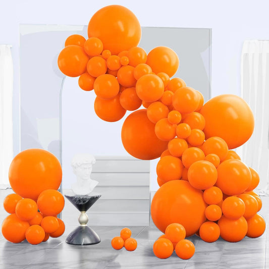 PartyWoo Orange Balloons 140pcs Different Sizes of 18 12 10 5 Inch Matte Autumn Balloon Arch Kit Garland for Thanksgiving Halloween Little Cutie Baby Shower Birthday Party Decorations Orange-Y9