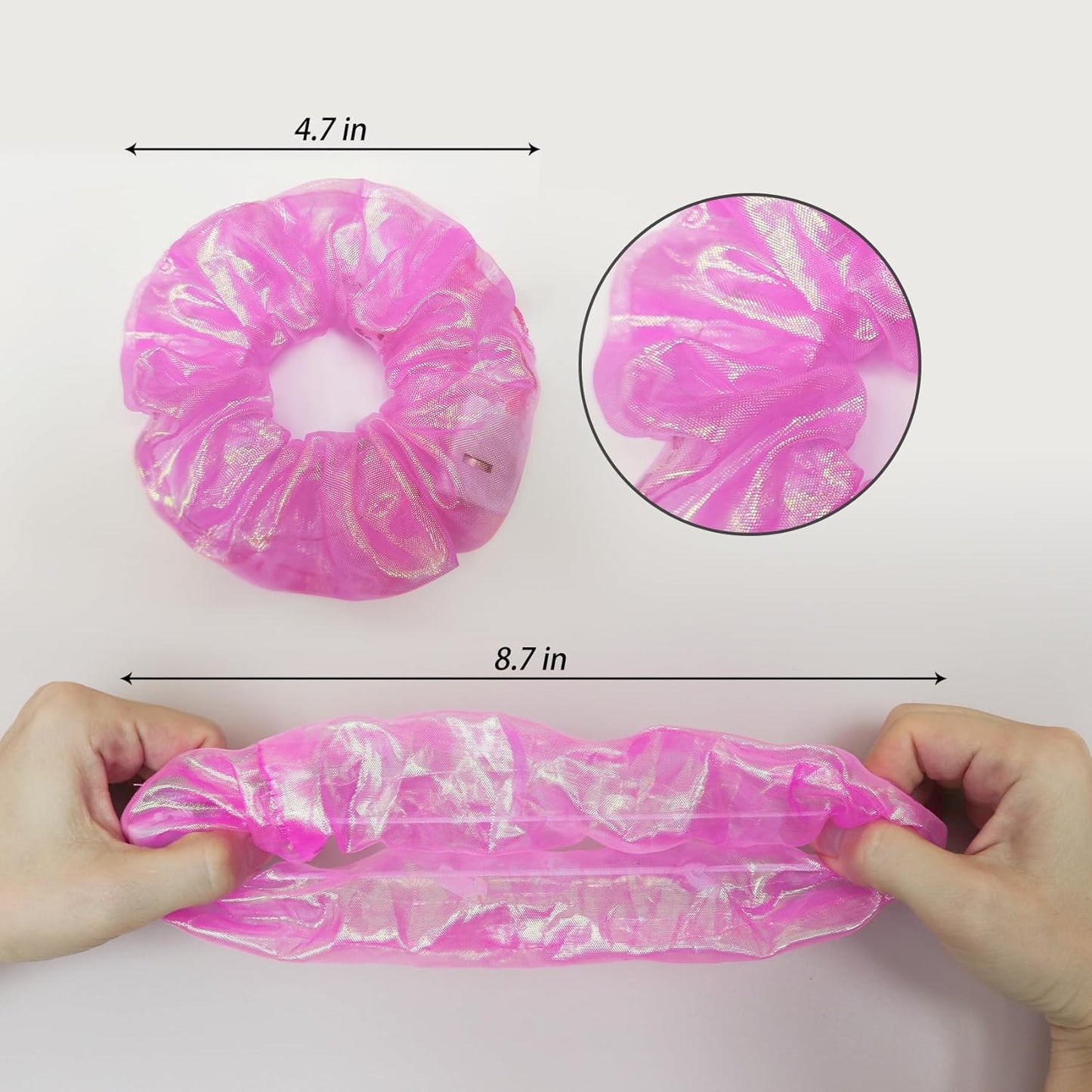 4Pcs Light Up Scrunchies Hair Tie, Pink LED Scrunchy Rave Hair Accessories for Women & Girls, Glow in the Dark Party Supplies Sleepover Party Favor Festival Accessory for Birthday Gifts for Girls