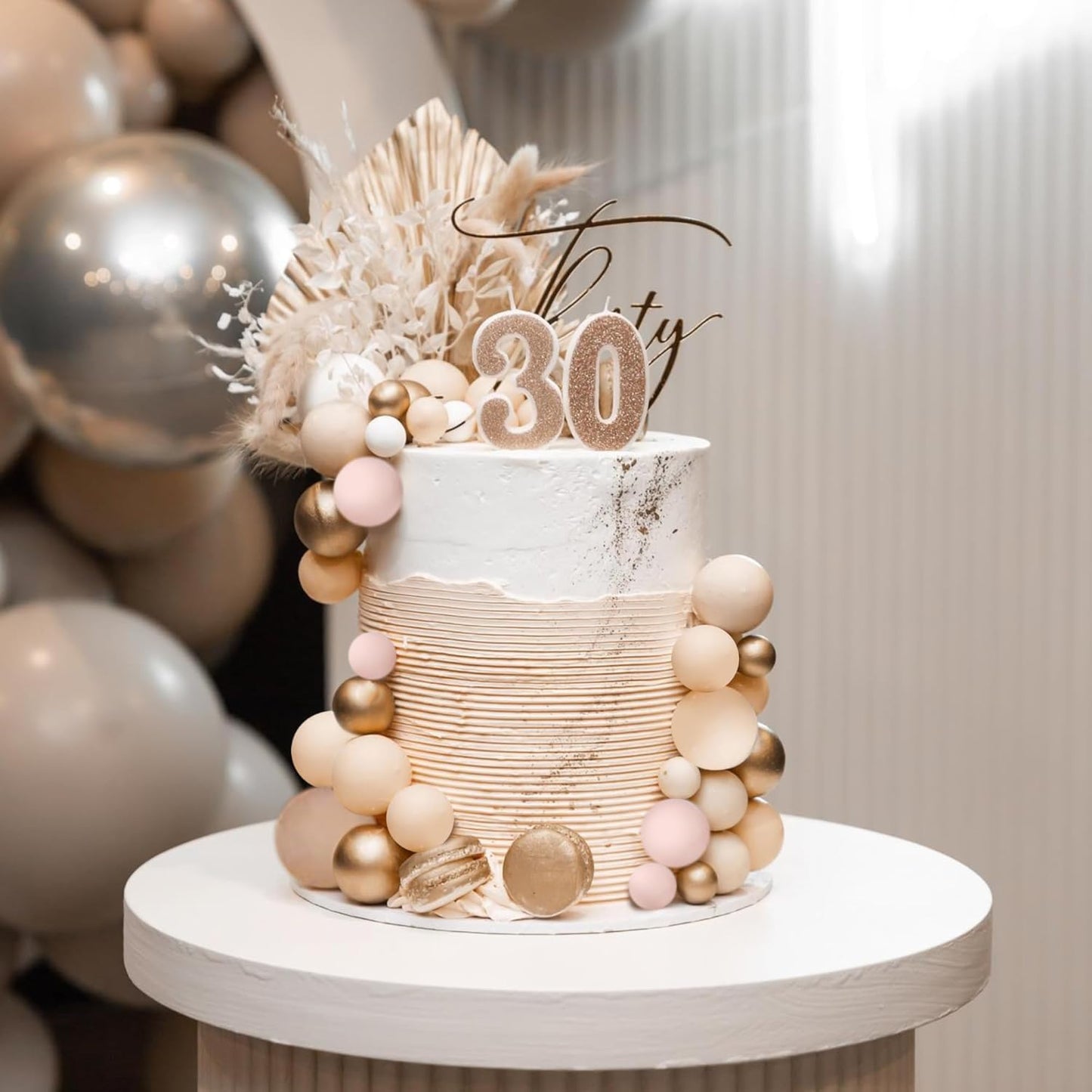 36 Pack Balls Cake Topper Decorations Foam Balloons Cake Decorations Sticks Mini Balloons Cake Toppers Balls Cake Picks for Baby Shower Wedding Anniversary Birthday Party Decorations Khaki Gold