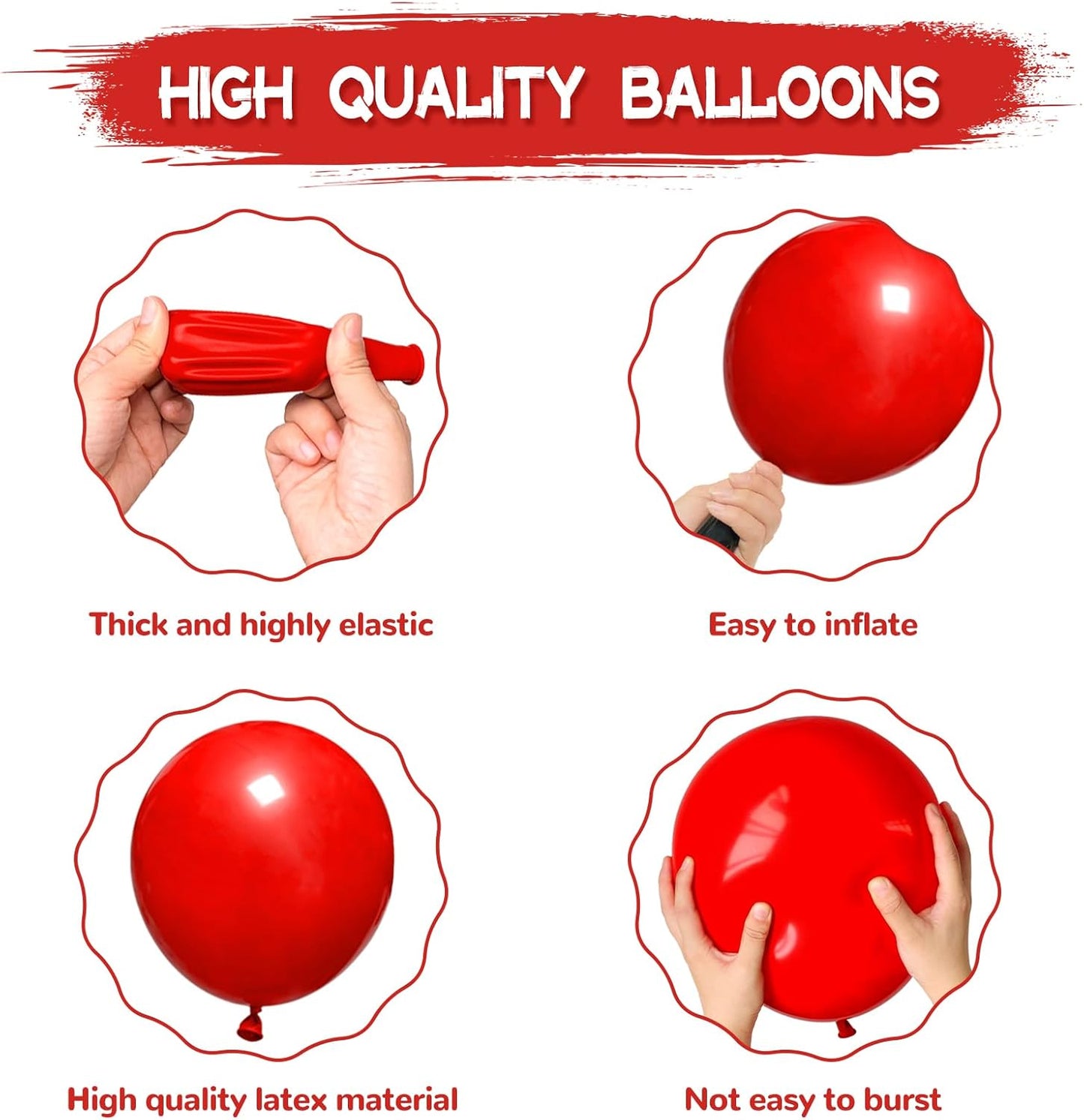 134Pcs Red Balloons Different Sizes 5 10 12 18 Inch Red Balloon Garland Arch Kit, Latex Balloons for Birthday Wedding Baby Shower Party Decorations.
