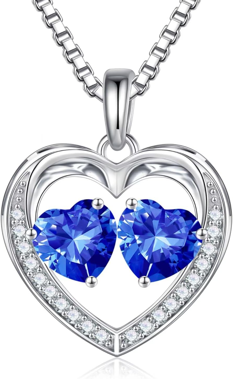 Iefil Christmas Gifts for Wife - 925 Sterling Silver Birthstone Necklace, Anniversary Birthday Gifts for Women, Stocking Stuffers for Women Wife Mom Daughter