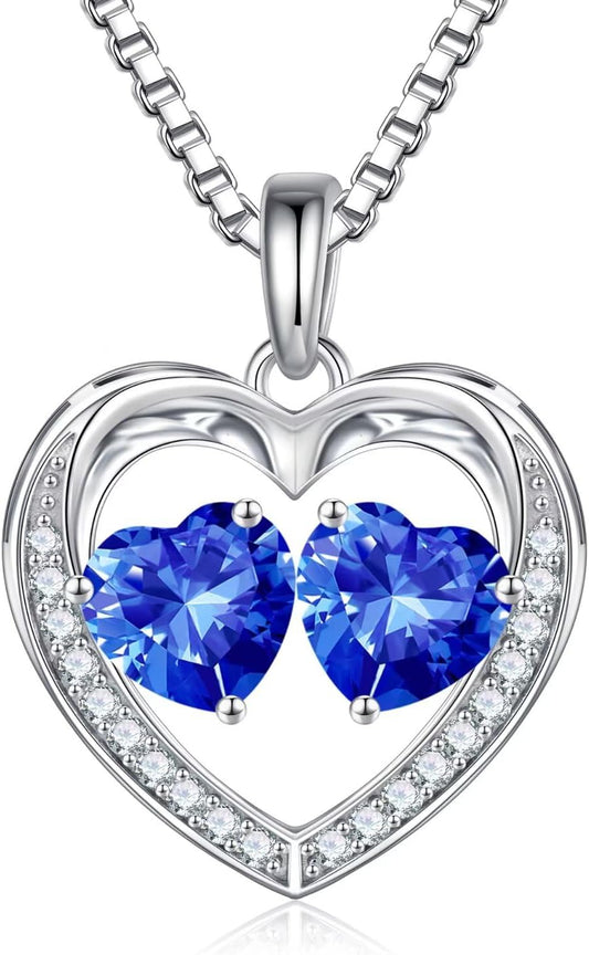 Iefil Christmas Gifts for Wife - 925 Sterling Silver Birthstone Necklace, Anniversary Birthday Gifts for Women, Stocking Stuffers for Women Wife Mom Daughter