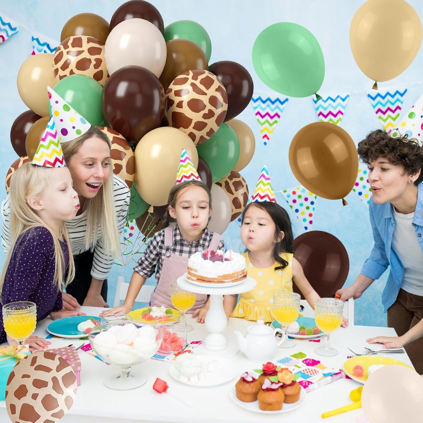 Green Brown Balloons, 50PCS 12Inch Safari Jungle Balloon with Sage Green Brown Gold Cream Balloons Retro Khaki Apricot for Giraffe Woodland Animal Baby Shower Birthday Wild Party Decorations