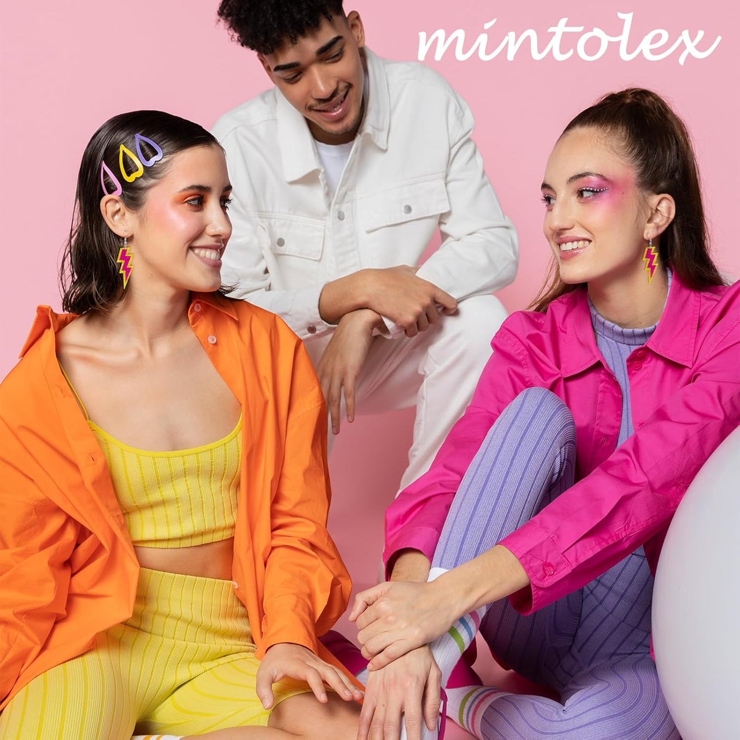 80s Neon Earrings for Women Acrylic Lightning Bolt Drop Earrings Retro 80s 90s Glow Party Accessories Neon Jewelry for Halloween Costume Outfit