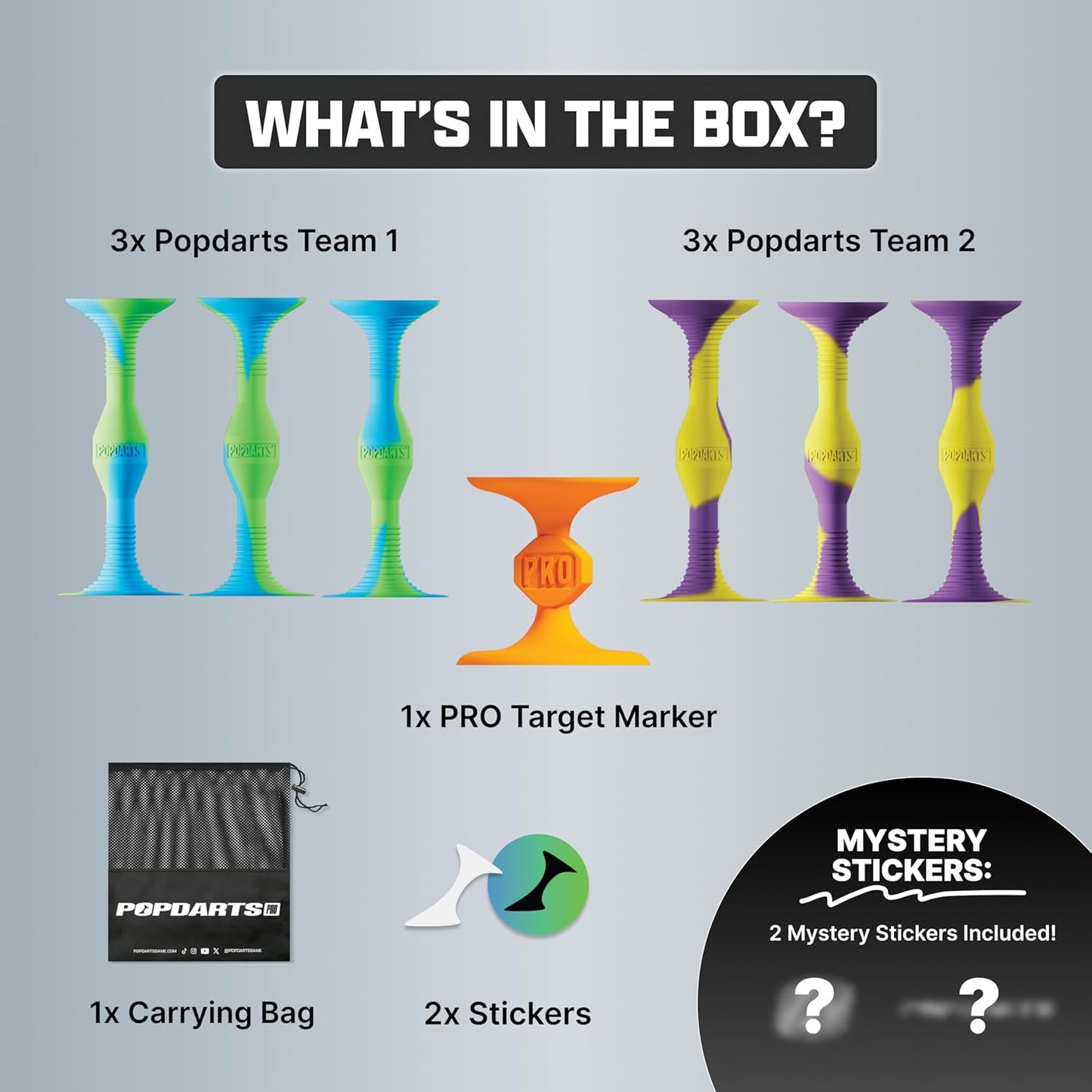 Popdarts PRO Pack Game Set (Wigglenobber Target Marker) - Indoor, Outdoor Suction Cup Throwing Game - Competition with a POP