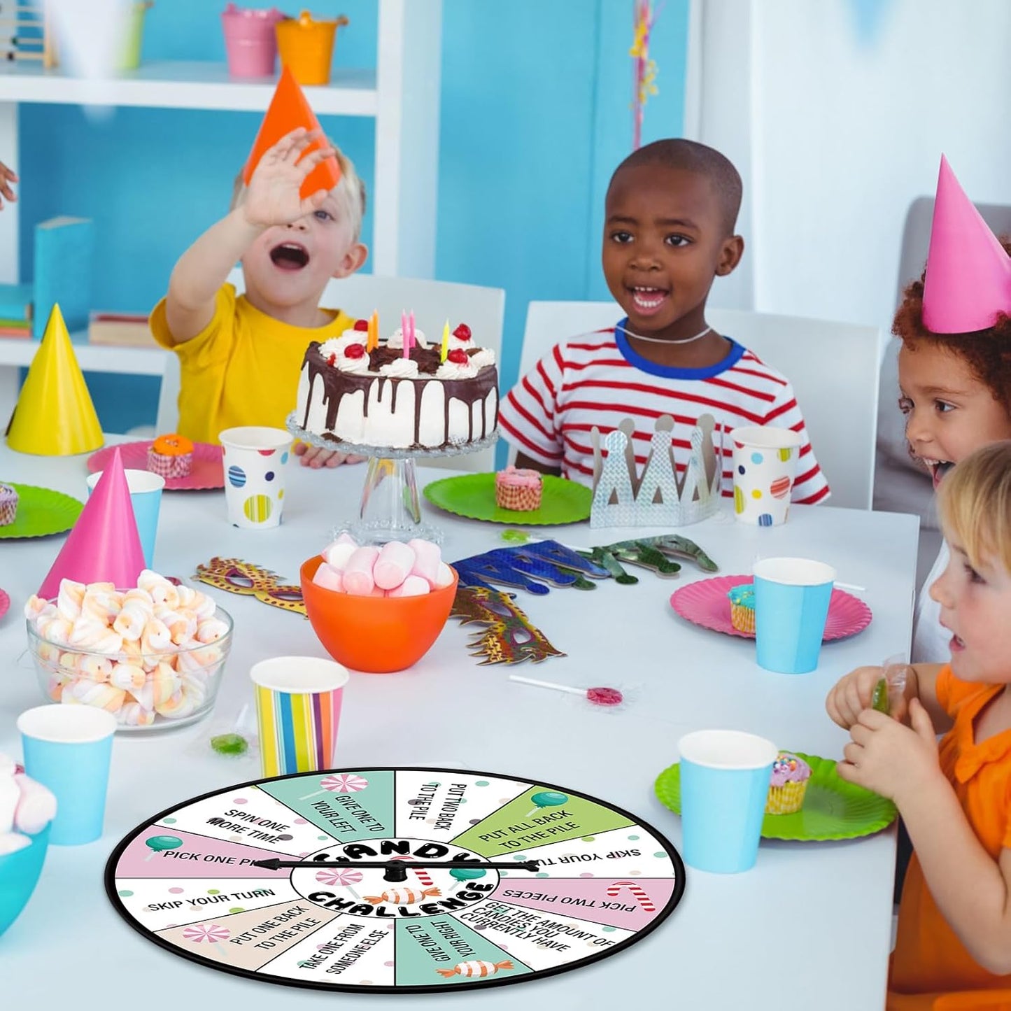 HyDren Candy Challenge Game Spinner for Sleepover Party Spa Slumber Party Supplies Girls Pajama Spa Birthday Meeting Favors for Girls Kids