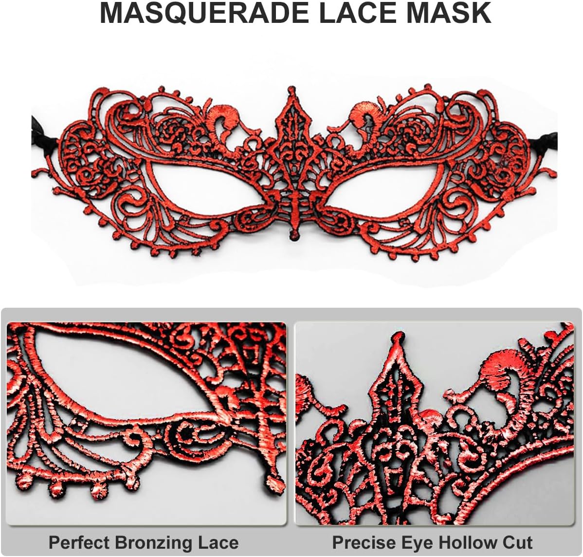 Masquerade Mask for Couples Lace Eye Mask Venetian Carnival Halloween Mask Party Ball Prom Mask Costume Mardi Gras 2Pack