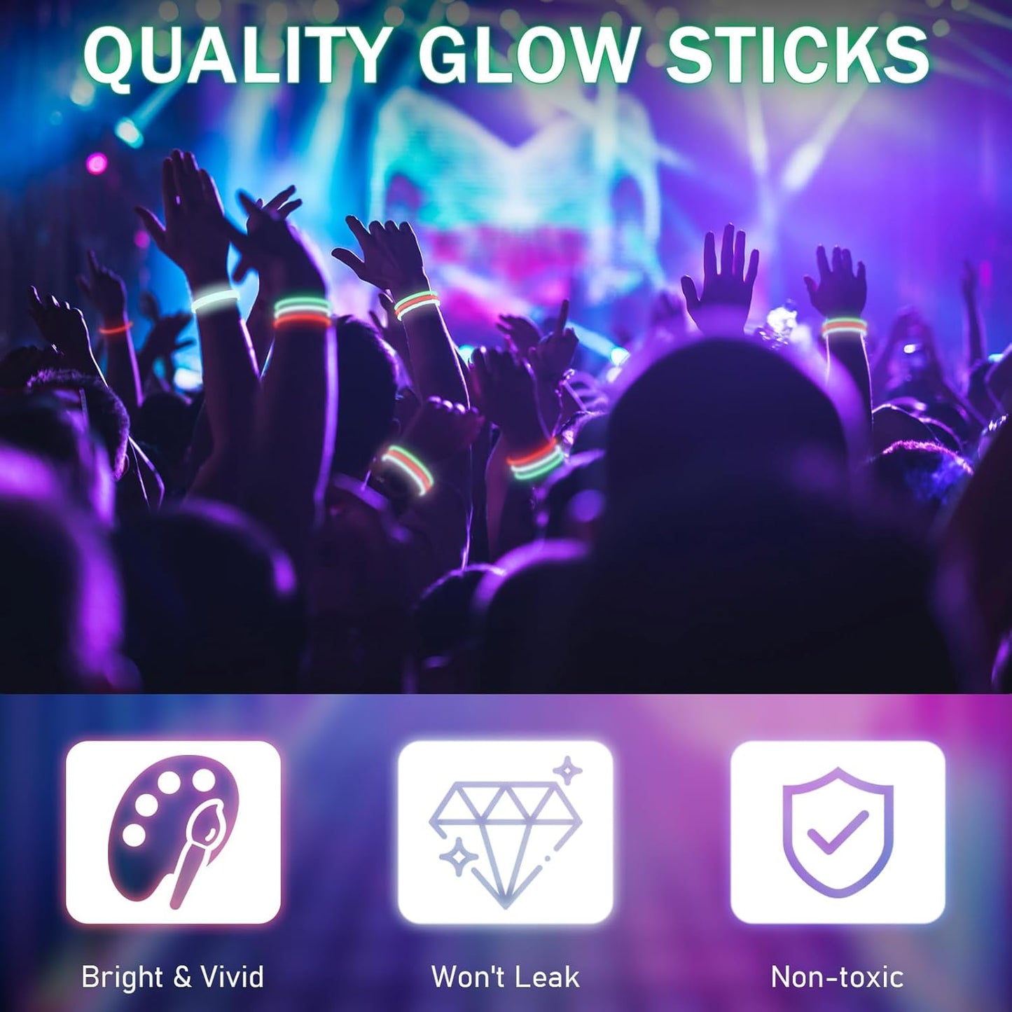 Libima 600 Pcs Glow Sticks Bulk with Connectors 8 Inch Glow Stick Necklaces Glow Stick Bracelets Bulk Glow in the Dark Party Supplies for Easter Christmas New Year