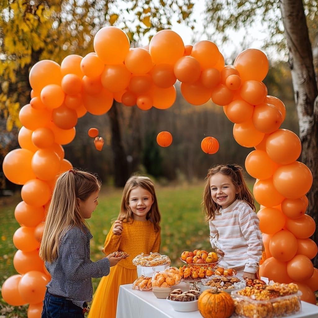 Orange Balloons 125 pcs Different Sizes 18 12 10 5 Inch Matte Autumn Balloon Arch Kit Garland for Birthday Party Baby Shower Thanksgiving Halloween Little Cutie Party Decorations