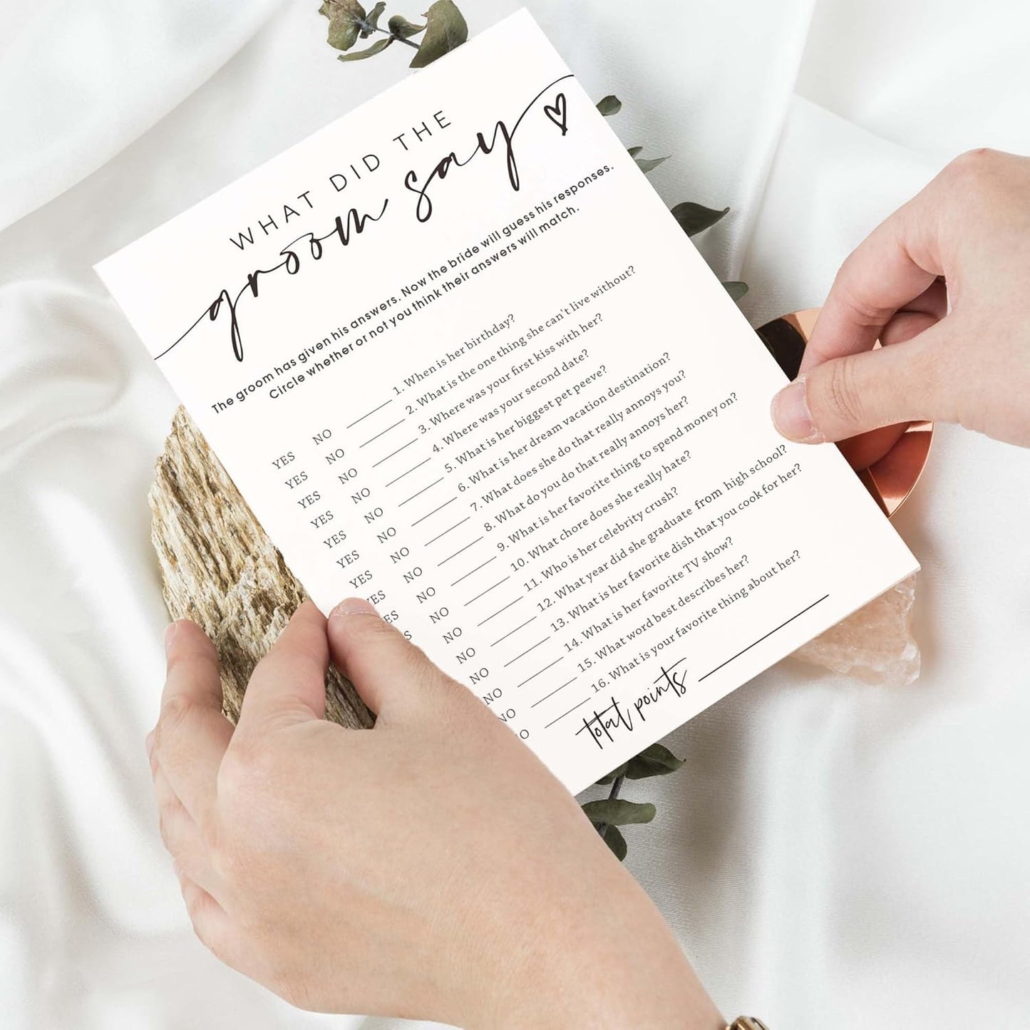 Wedding Shower Games Cards, What Did the Groom Say, Bridal Shower Games 25 Guests, Engagement Party Wedding Games for Guests, Minimalist White Wedding Party Supplies - A12