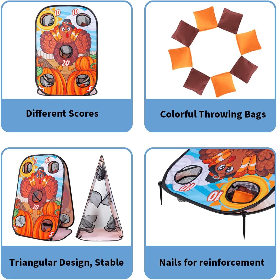 JOYIN Thanksgiving Portable Collapsible 5 Holes Toss Game Board with 8 Bean Bags for Outdoor Indoor Yard Games, Backyard Party and Thanksgiving Theme Party Favor Supplies