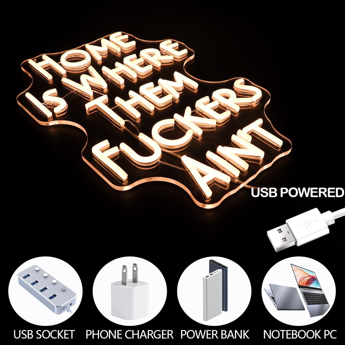 Funny Neon Sign Wall Decor - Novelty LED Light for Housewarming Gifts, New Home Owners, Bedroom & Man Cave - Humorous Home Decor