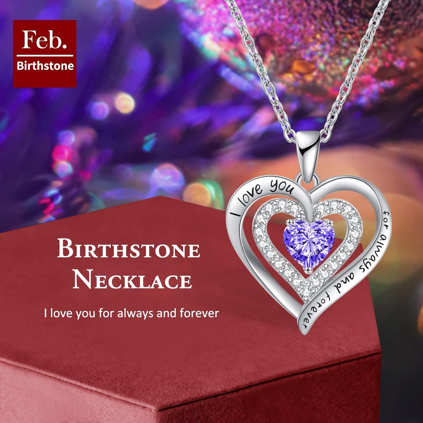 REDBEE Necklaces for Women Birthstone Heart Necklace Jewelry for Wife Girlfriend Woman Necklace