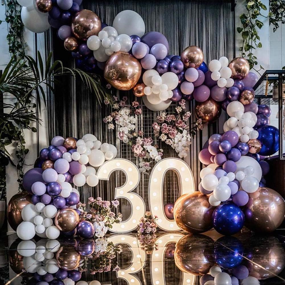 KALOR 12 Inch Metallic Purple Balloons, 50 Pcs Latex Helium Metallic Balloons for Kid's Birthday Party, Baby Shower, Wedding, Graduate Party Decorations