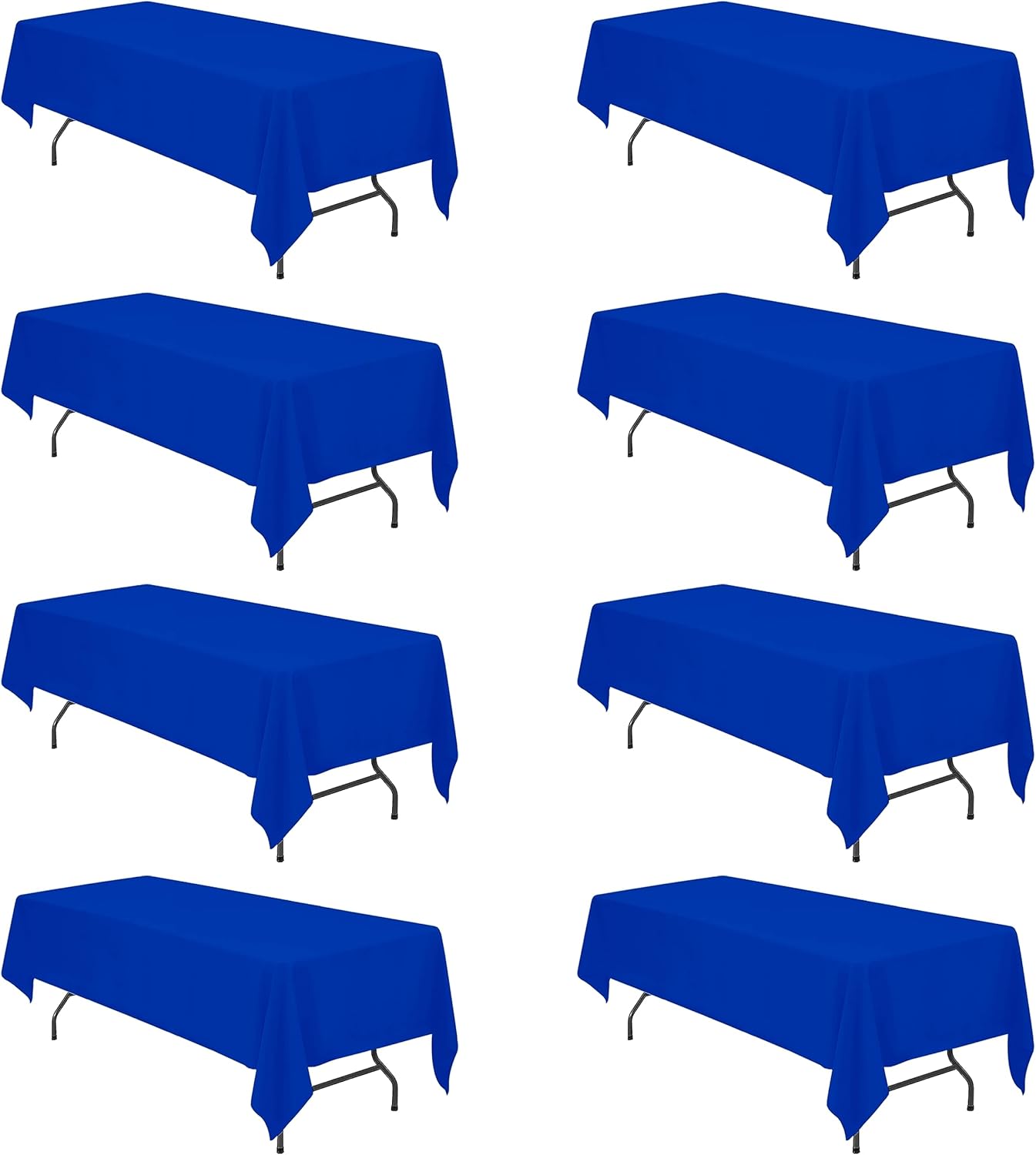 BRILLMAX 8 Pack Royal Blue Tablecloths for 8 Foot Rectangle Tables 60 x 126 Inch - 8ft Rectangular Bulk Linen Polyester Fabric Washable Cloth Cover for Wedding Reception Banquet Birthday Party