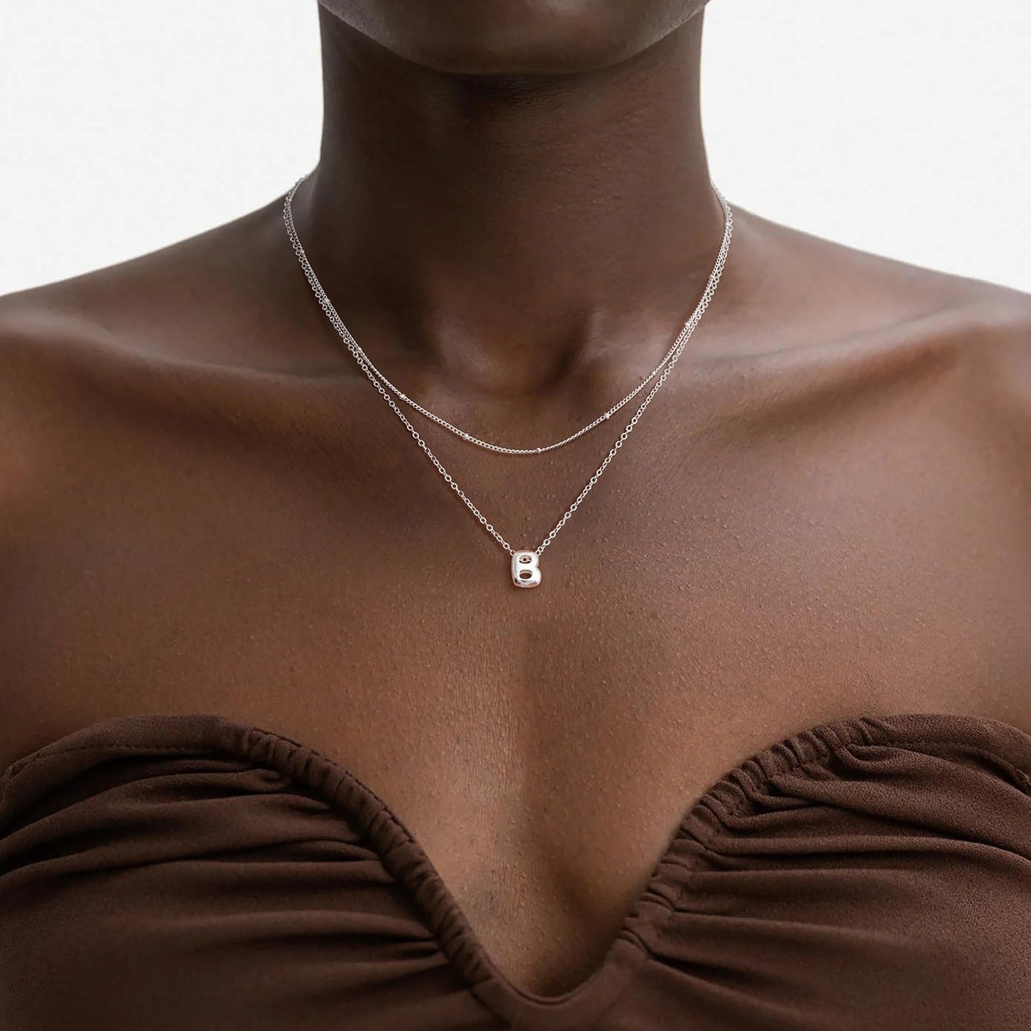 Bubble Letter Necklace Layered Initial Necklaces for Women Dainty Cute Choker Pendant Stack Jewelry Teen Gift Trendy Stuff