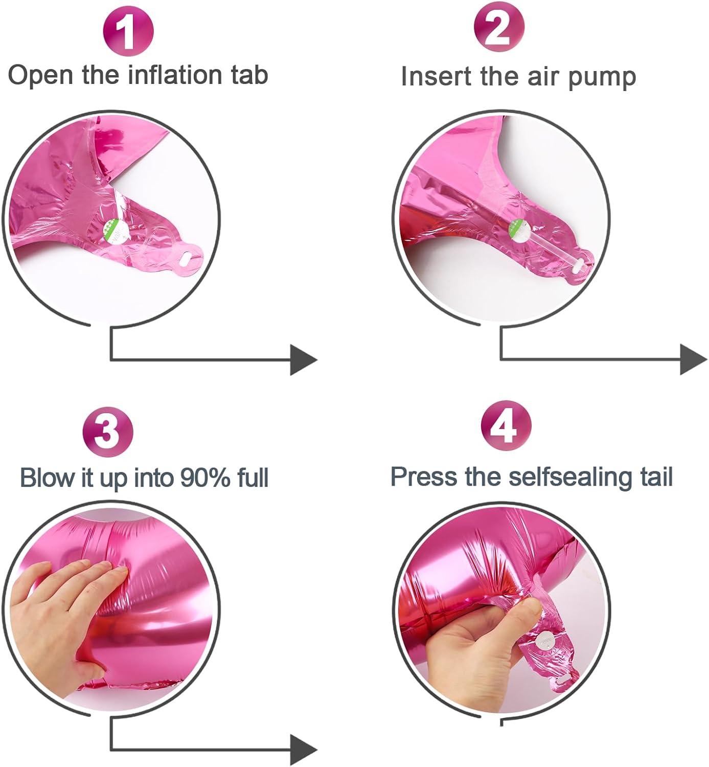 Pink 4 Balloon, Number Balloons 40 Inch, 4th Birthday Decorations for Girls Four Large Numbers for Party Decor, Number 4 Balloon