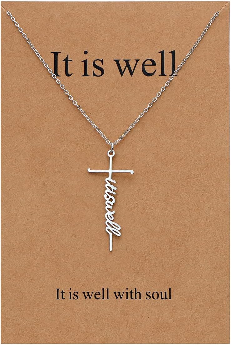 Lcherry Faith Cross Pendant Necklace for Women Religious Christian Jewelry Mother's Day Gifts for Women